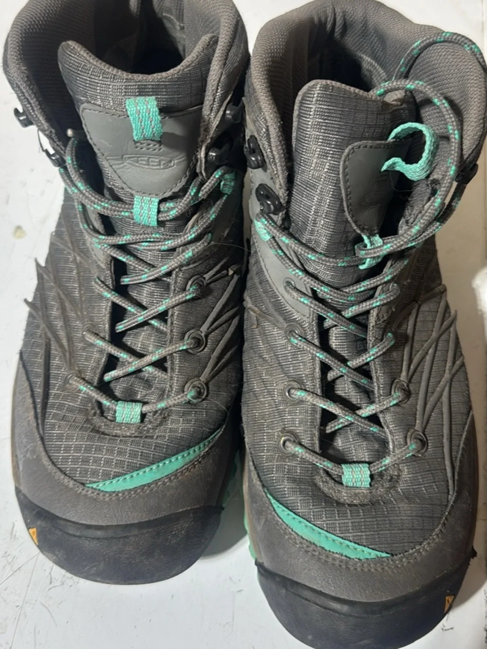 Keen Gray Hiking Shoe with Teal Accents